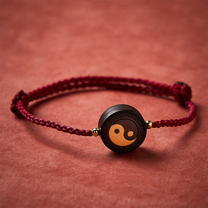 Buddha Stones Pulsera de madera de ébano con cordón rojo para conexión a tierra y uso del Bagua - image 2