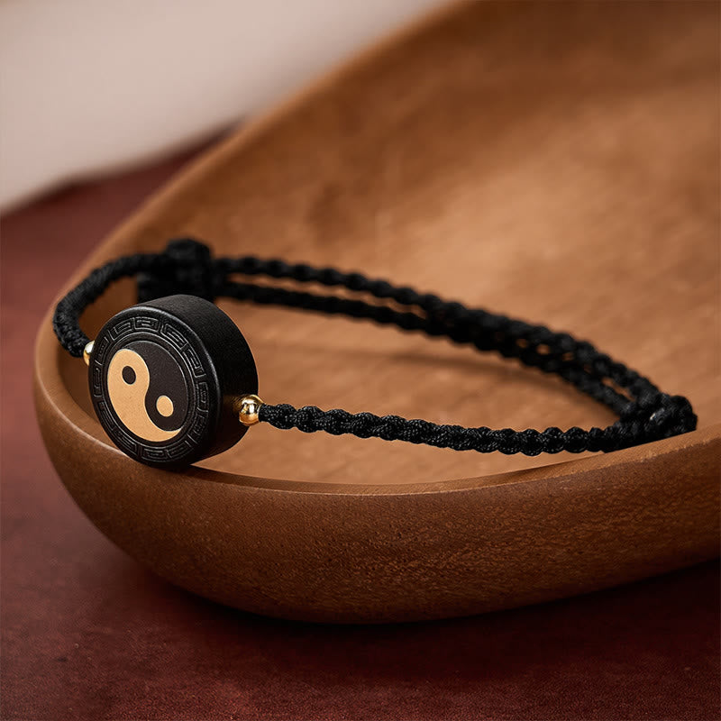 Buddha Stones Pulsera de madera de ébano con cordón rojo para conexión a tierra y uso del Bagua - image 9