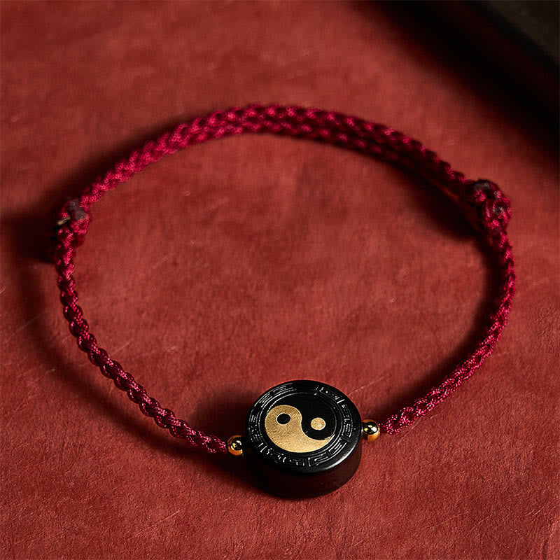 Buddha Stones Pulsera de madera de ébano con cordón rojo para conexión a tierra y uso del Bagua - image 3