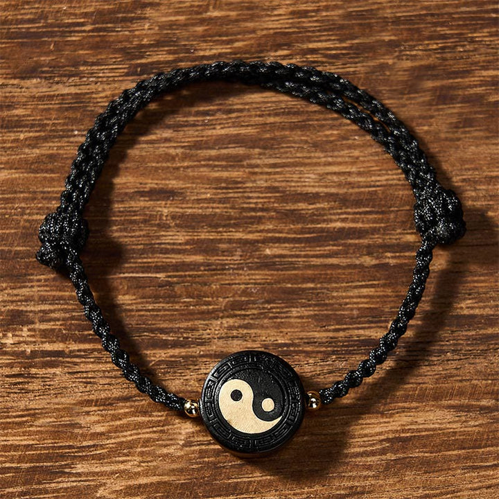 Buddha Stones Pulsera de madera de ébano con cordón rojo para conexión a tierra y uso del Bagua - image 11