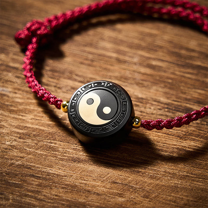 Buddha Stones Pulsera de madera de ébano con cordón rojo para conexión a tierra y uso del Bagua - image 4