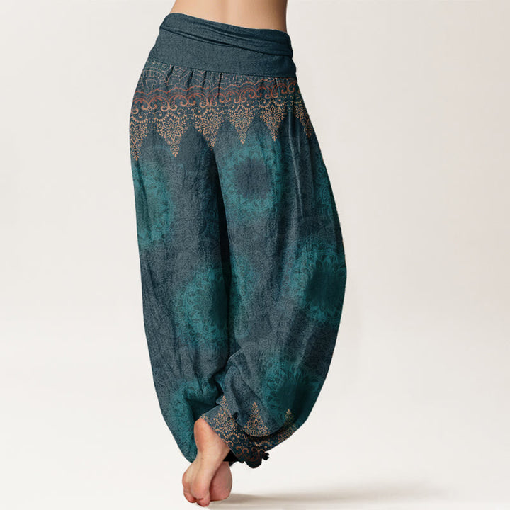 Pantalones Buddha Stones de algodón puro con estampado de mandalas triangulares para mujer, cintura elástica - image 2