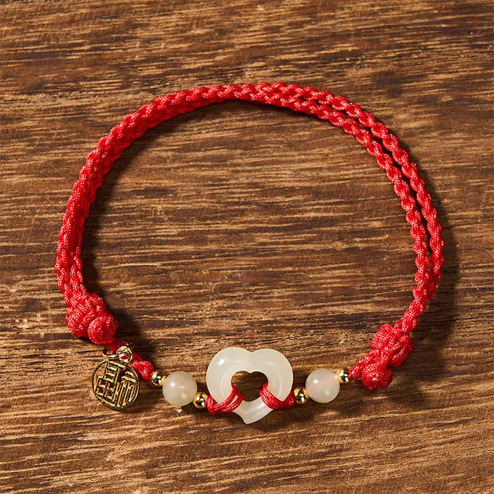 Buddha Stones Anillo de corazón de jade Hetian Pulsera de protección del carácter Fu - image 2