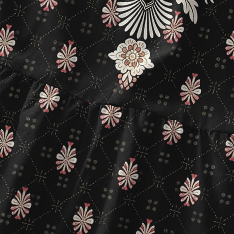 Buddha Stones Vestido midi de verano informal rosa con estampado floral étnico para mujer, sin mangas y con bolsillos. - image 1