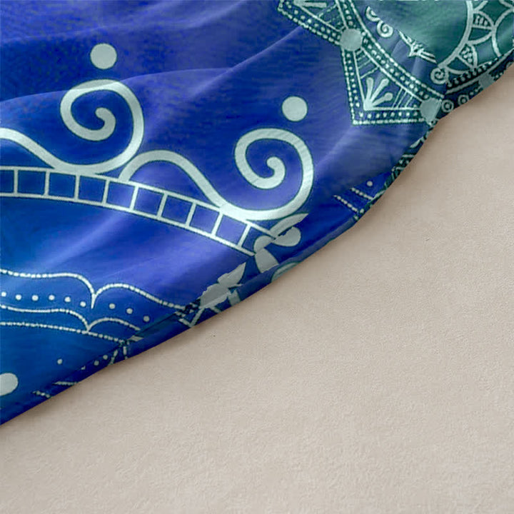 Buddha Stones Vestido midi de verano informal estilo boho con estampado de mandala degradado y mangas, sin mangas y con bolsillos. - image 2