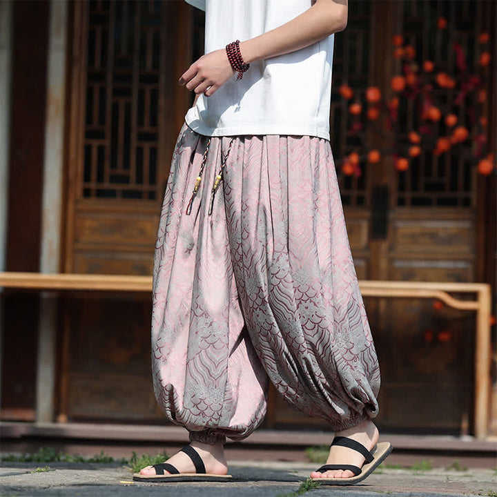 Buddha Stones Pantalones tobilleros informales de verano estilo boho con estampado abstracto para hombre. - Cardo - US/UK/AU46, EU56 (5XL) - image 0