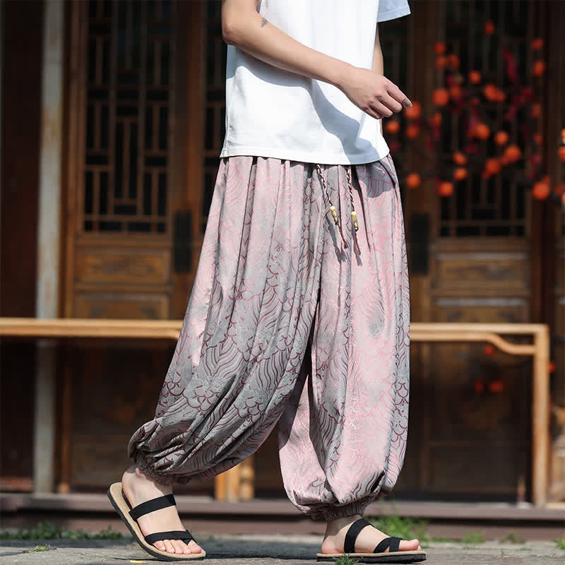 Buddha Stones Pantalones tobilleros informales de verano estilo boho con estampado abstracto para hombre. - image 7