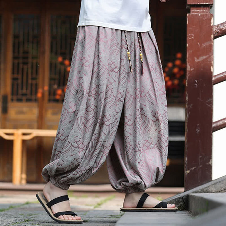 Buddha Stones Pantalones tobilleros informales de verano estilo boho con estampado abstracto para hombre. - image 3