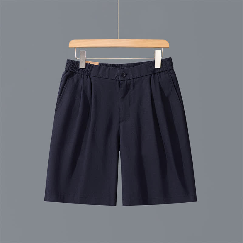 Buddha Stones Pantalones cortos de verano informales minimalistas para hombre con cremallera, diseño liso y bolsillos. - Azul medianoche - US/UK/AU42, EU52 (3XL) - image 1