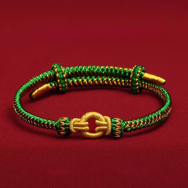 Buddha Stones Pulsera de nudo trenzado con hilo rojo y símbolo del zodíaco chino. - Conejo - Circunferencia de la muñeca: 14–20 cm - image 13