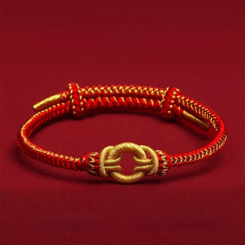 Buddha Stones Pulsera de nudo trenzado con hilo rojo y símbolo del zodíaco chino. - General - Circunferencia de la muñeca: 14–20 cm - image 1