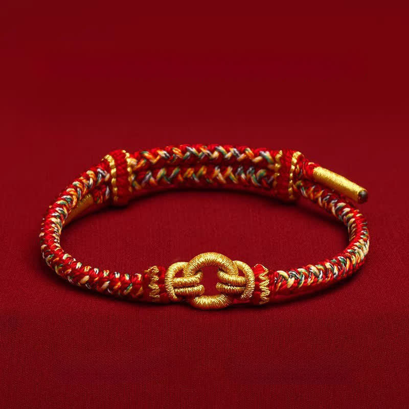 Buddha Stones Pulsera de nudo trenzado con hilo rojo y símbolo del zodíaco chino. - Buey y Tigre - Circunferencia de la muñeca: 14–20 cm - image 12
