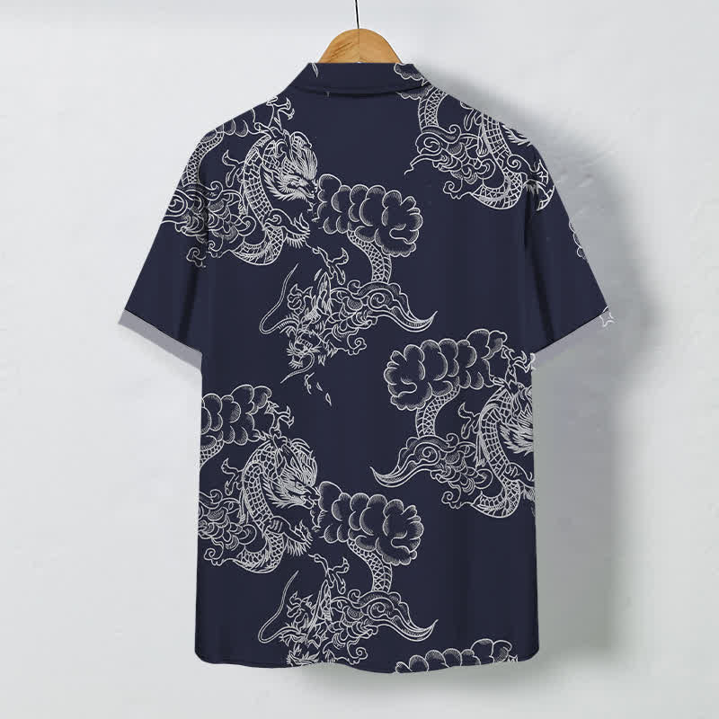 Buddha Stones Camisa de manga corta transpirable para hombre con botones y estampado floral vintage - image 1