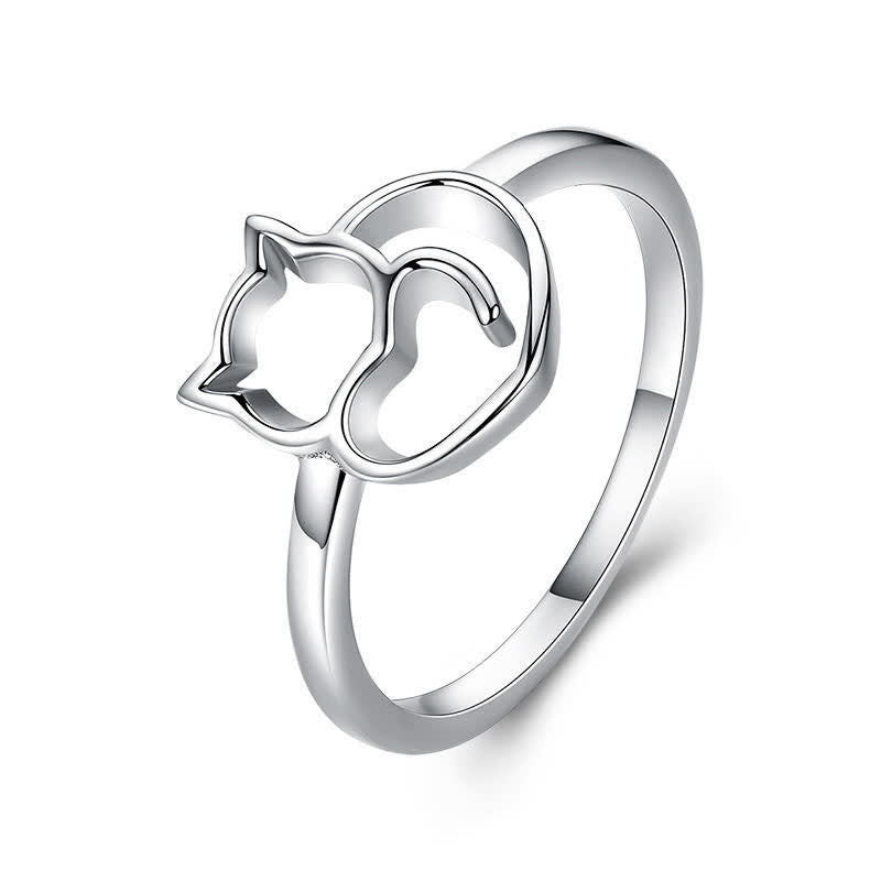 Buddha Stones Anillo de conexión a tierra minimalista de cobre con forma de gato - image 3