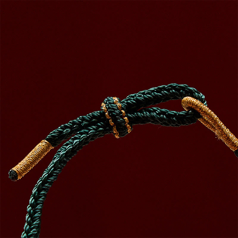 Buddha Stones Pulsera de la suerte tejida a mano con hilo rojo, flor de durazno y girasol. - image 9