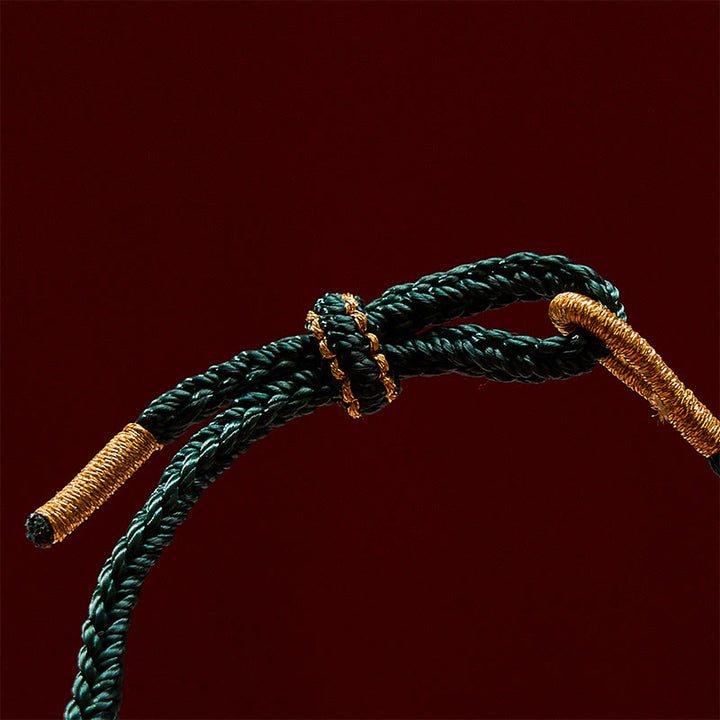Buddha Stones Pulsera de la suerte tejida a mano con hilo rojo, flor de durazno y girasol. - image 9