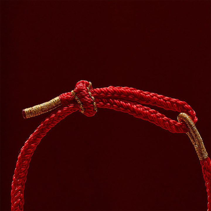 Buddha Stones Pulsera de la suerte tejida a mano con hilo rojo, flor de durazno y girasol. - image 19