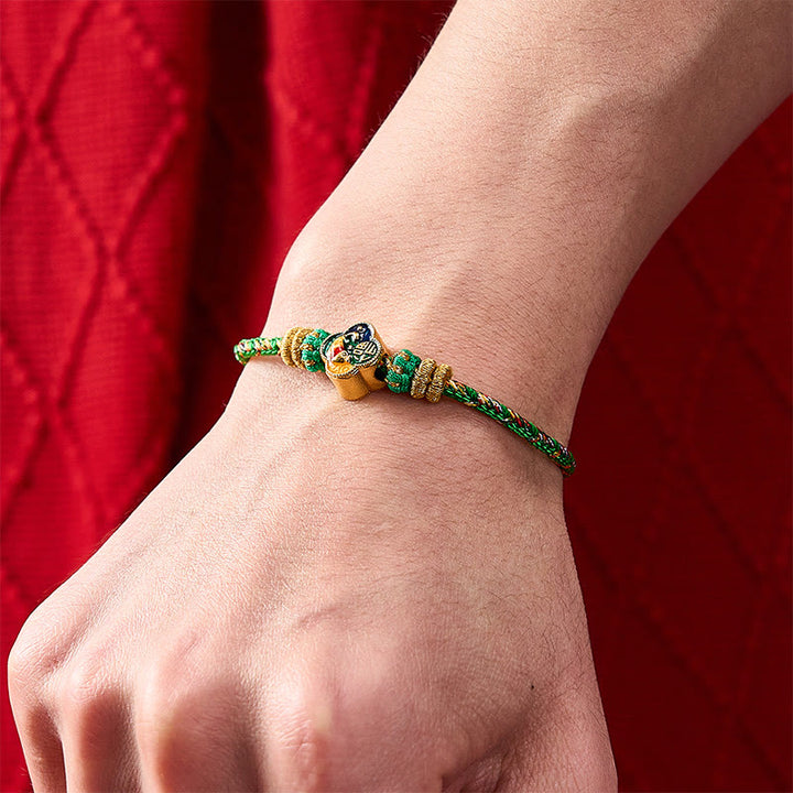 Buddha Stones Pulsera de cuerda tejida a mano con diseño de pez koi y el símbolo del éxito. - image 12
