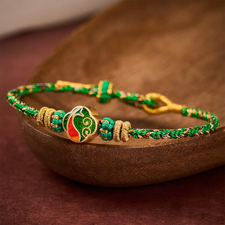 Buddha Stones Pulsera de cuerda tejida a mano con diseño de pez koi para el éxito - Verde (Circunferencia de la muñeca: 5,51-7,48 pulgadas / 14-19 cm) - image 0
