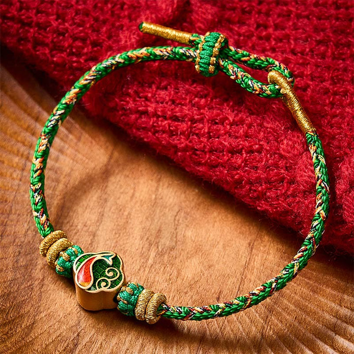 Buddha Stones Pulsera de cuerda tejida a mano con diseño de pez koi para el éxito - image 1
