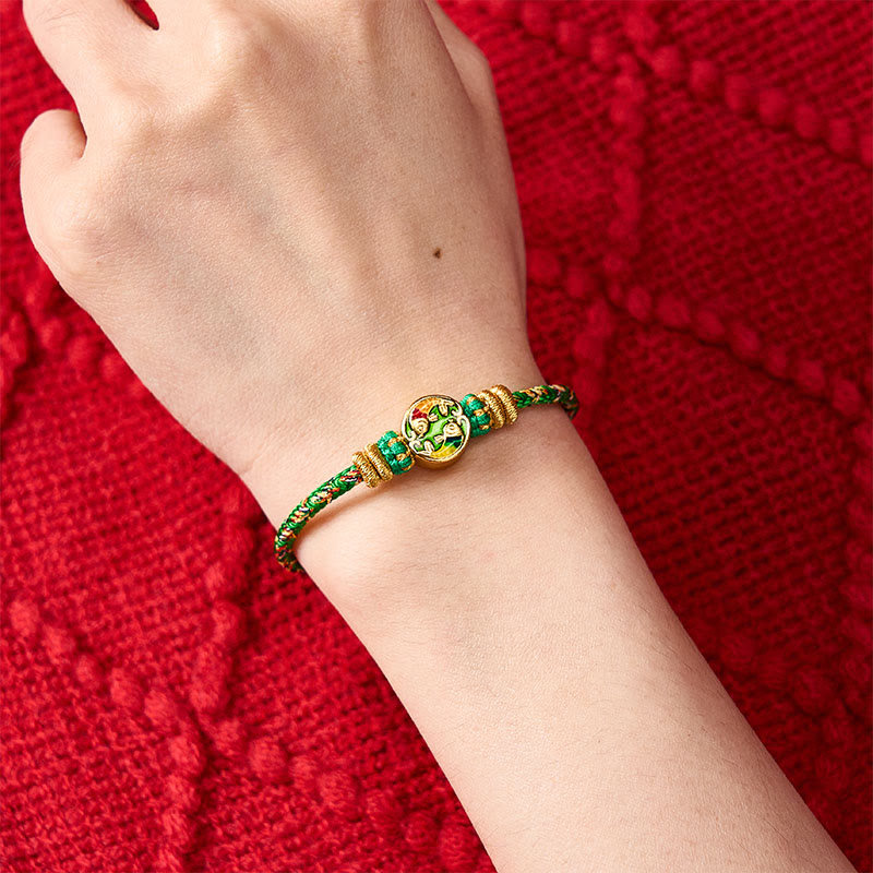 Buddha Stones Pulsera de cuerda de protección con doble pez koi tejida a mano - image 4