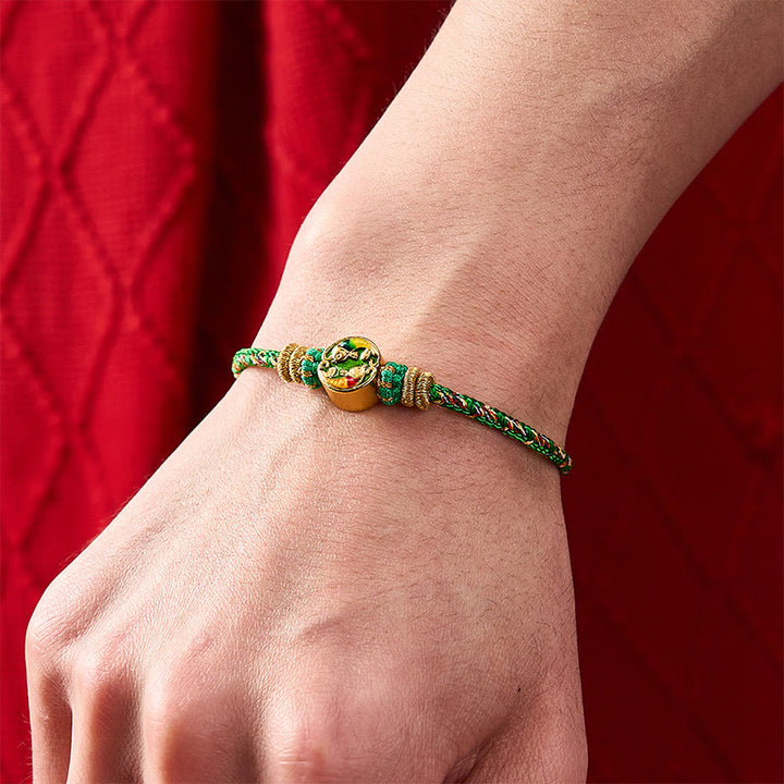 Buddha Stones Pulsera de cuerda de protección con doble pez koi tejida a mano - image 10