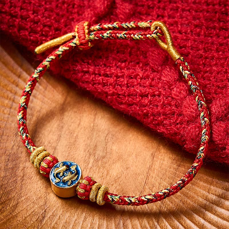 Buddha Stones Pulsera de cuerda tejida a mano con doble pez koi dorado para mayor resistencia - Rojo (Circunferencia de la muñeca: 5,51-7,48 pulgadas / 14-19 cm) - image 14