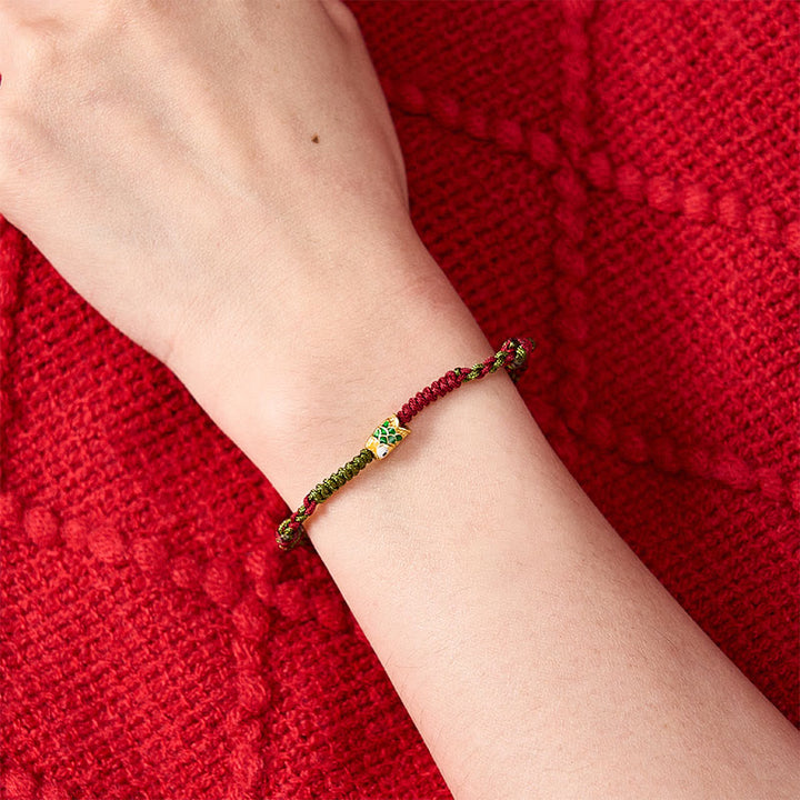 Buddha Stones Pulsera tobillera trenzada de hilo rojo y verde con diseño de pez koi para la buena suerte - image 4