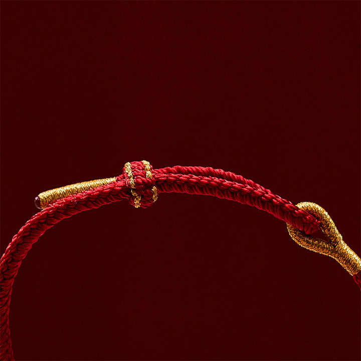 Buddha Stones Pulsera de la suerte con girasol y cordón rojo tejida a mano - image 10