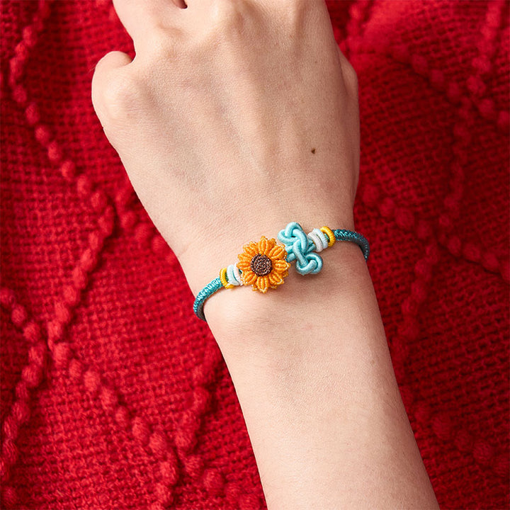 Buddha Stones Pulsera de la suerte con girasol y cordón rojo tejida a mano - image 13