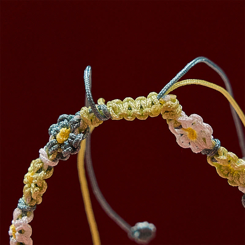 Buddha Stones Pulsera de hilo tejida a mano con degradado de margaritas en tonos pastel - image 6