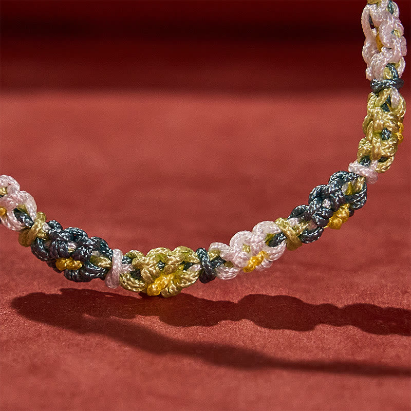 Buddha Stones Pulsera de hilo tejida a mano con degradado de margaritas en tonos pastel - image 7