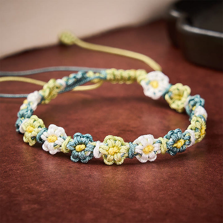 Buddha Stones Pulsera de hilo tejida a mano con degradado de margaritas en tonos pastel - Verde (Circunferencia de la muñeca: 5,51-6,69 pulgadas / 14-17 cm) - image 0