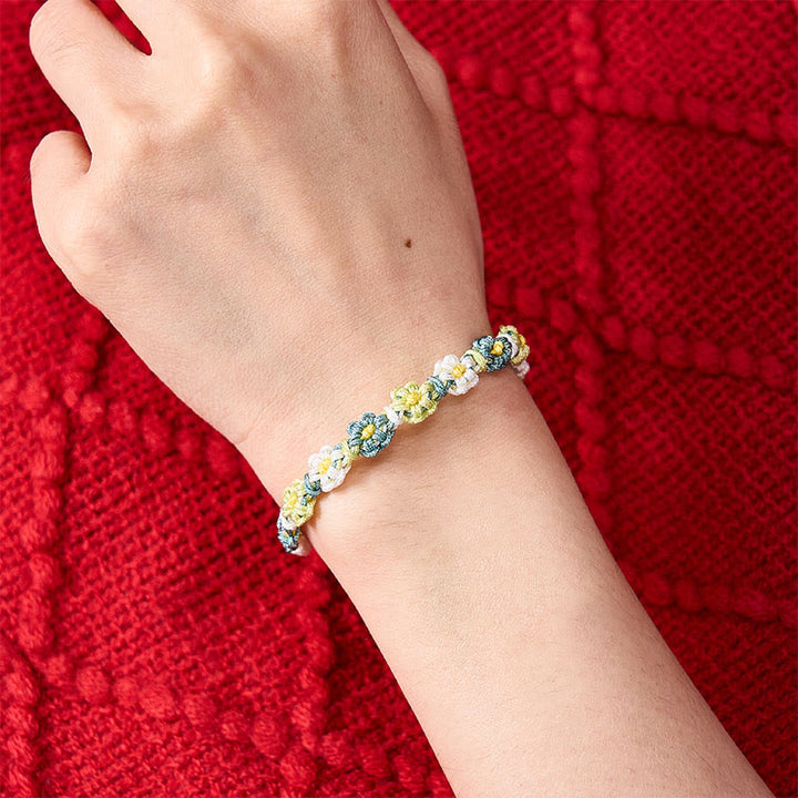 Buddha Stones Pulsera de hilo tejida a mano con degradado de margaritas en tonos pastel - image 5