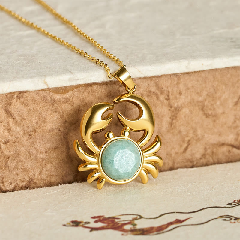 Buddha Stones Collar con colgante de cangrejo y amatista chapado en oro para la paz interior - image 15