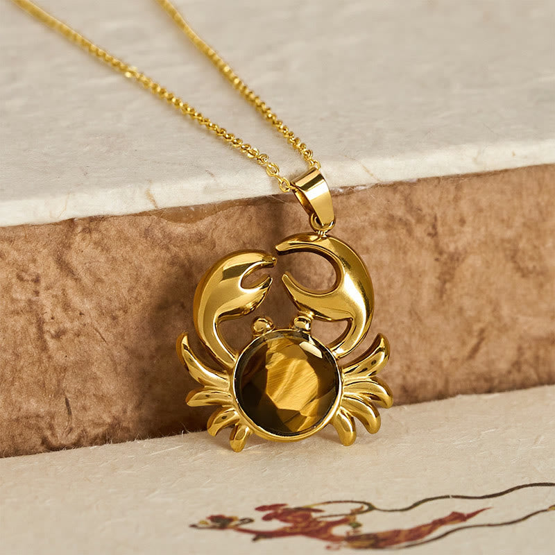 Buddha Stones Collar con colgante de cangrejo y amatista chapado en oro para la paz interior - image 9