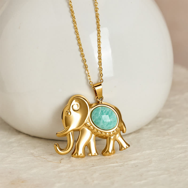 Buddha Stones Collar protector de elefante con ojo de tigre chapado en oro - image 14