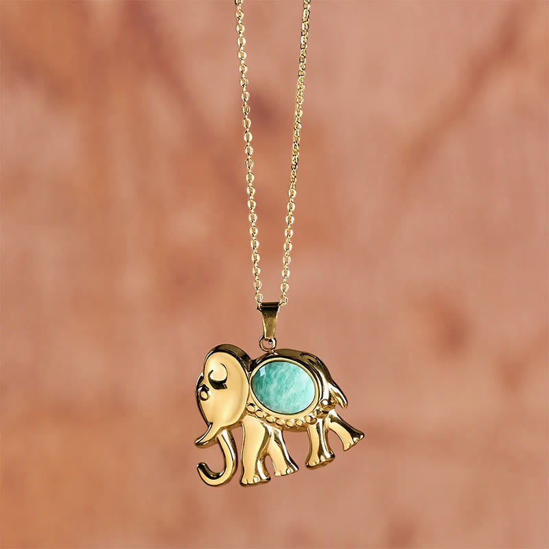 Buddha Stones Collar protector de elefante con ojo de tigre chapado en oro - image 16