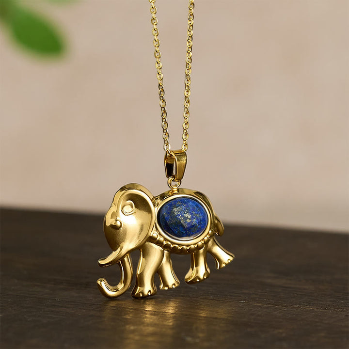 Buddha Stones Collar protector de elefante con ojo de tigre chapado en oro - image 11