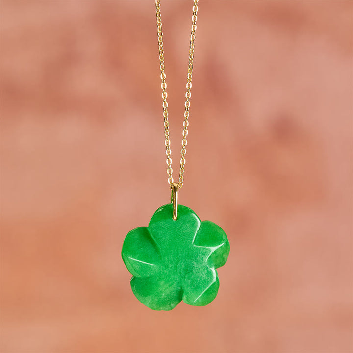 Buddha Stones Collar con colgante de flor de cinco pétalos de aventurina verde natural que simboliza la positividad - image 12