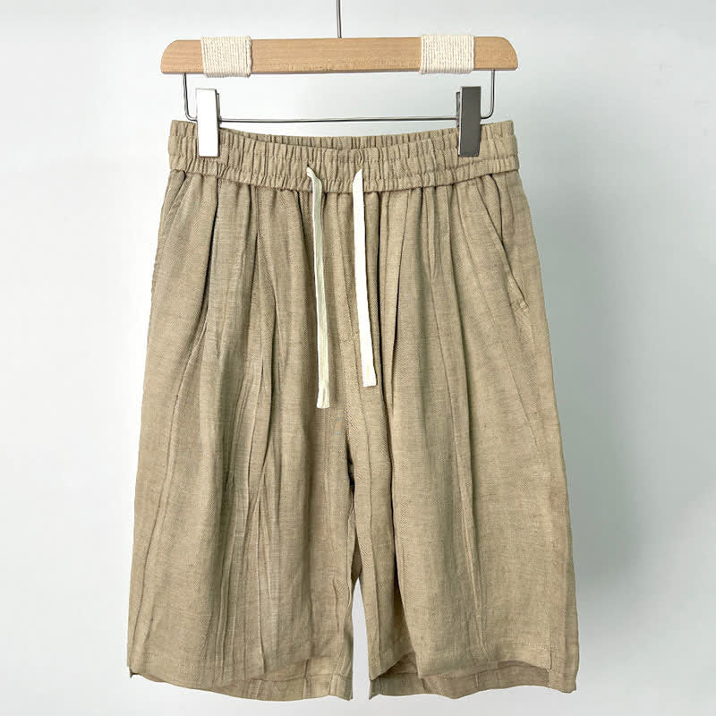 Buddha Stones Pantalones cortos casuales de verano para hombre con cordón ajustable, cintura elástica y bolsillos. - Broncearse - US/UK/AU44, EU54 (4XL) - image 0