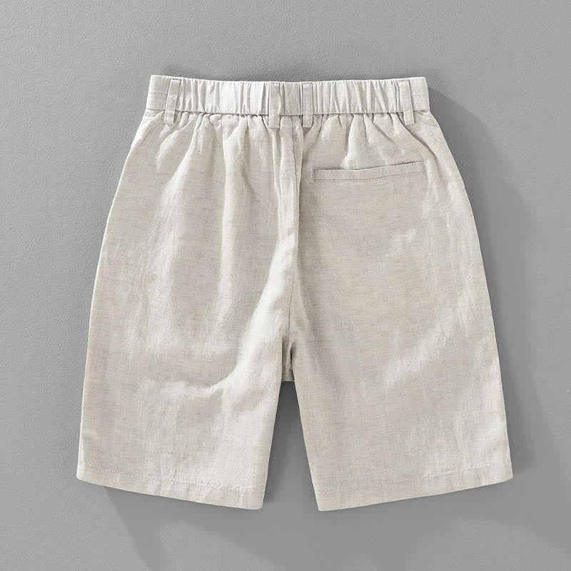 Buddha Stones Pantalones cortos de verano informales minimalistas con botones, cremallera y bolsillos para hombre. - image 1