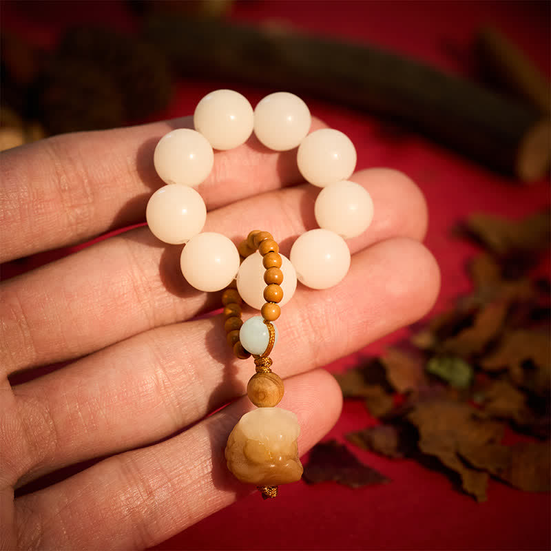Buddha Stones Colgante de león Bodhi a la parrilla con semillas de Vajra, cuentas de meditación táctiles para fortalecer la fuerza. - Semilla Bodhi Blanca (Pureza ♥ Meditación) - image 4