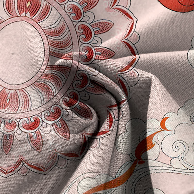 Buddha Stones Pantalones de mujer de algodón y lino con estampado floral de hadas, cintura elástica y pernera ancha con bolsillos. - image 4