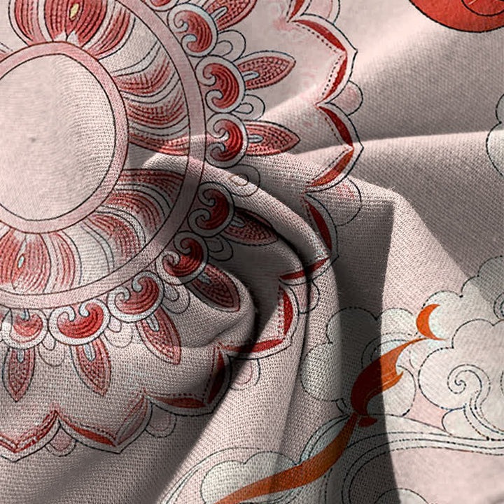 Buddha Stones Pantalones de mujer de algodón y lino con estampado floral de hadas, cintura elástica y pernera ancha con bolsillos. - image 4