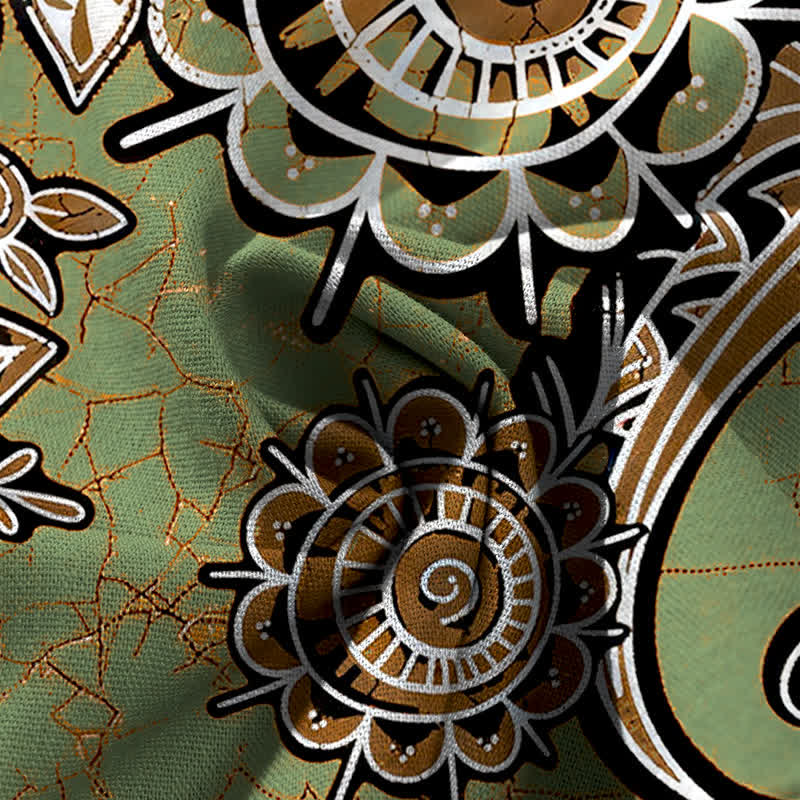 Buddha Stones Pantalones de mujer de algodón y lino con estampado bohemio de mandala, cintura elástica y pernera ancha con bolsillos. - image 4