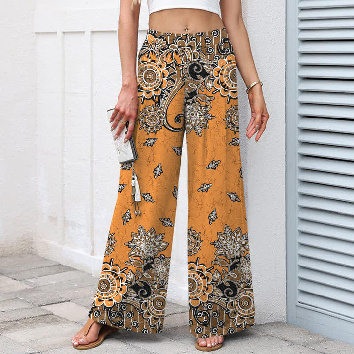 Buddha Stones Pantalones de mujer de algodón y lino con estampado bohemio de mandala, cintura elástica y pernera ancha con bolsillos. - image 8