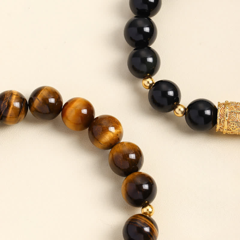 Buddha Stones Pulsera de cuentas de coraje de obsidiana negra ojo de tigre - image 20