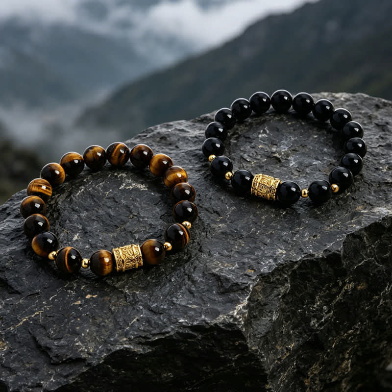 Buddha Stones Pulsera de cuentas de coraje de obsidiana negra ojo de tigre - image 18