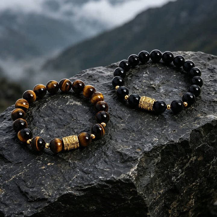 Buddha Stones Pulsera de cuentas de coraje de obsidiana negra ojo de tigre - image 18